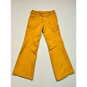 Vintage Chess King Mustard Yellow Bell Bottom Flare Pants Button Fly 27x28.5